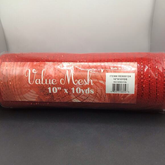 Deco Poly Mesh Lot 4 Rolls 10" x 10 Yds Red Foil Brown Foil Striped Foil - Picture 2 of 11